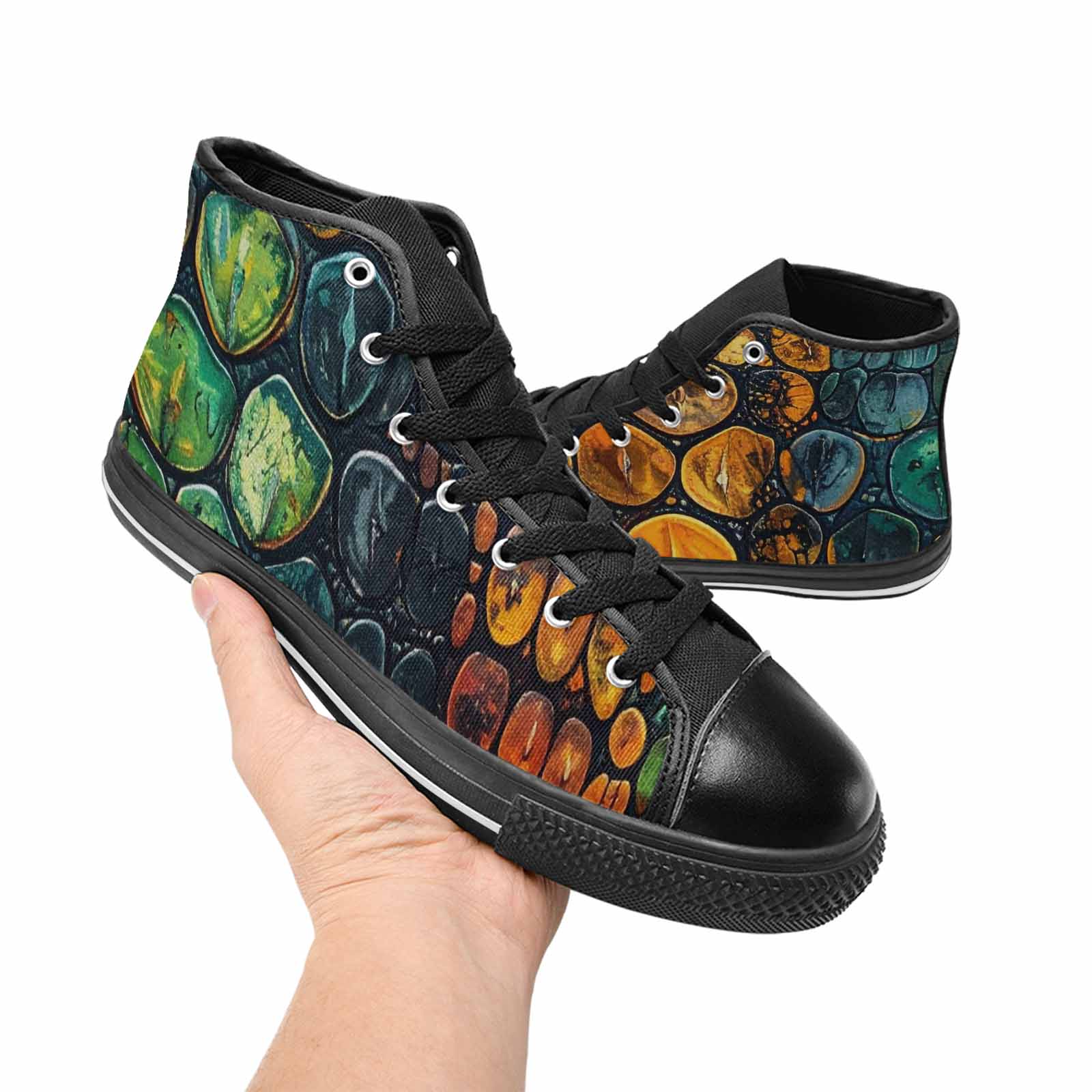 MEN'S Snake Skin Reptile High Top Canvas Aesthetic Custom Sneakers