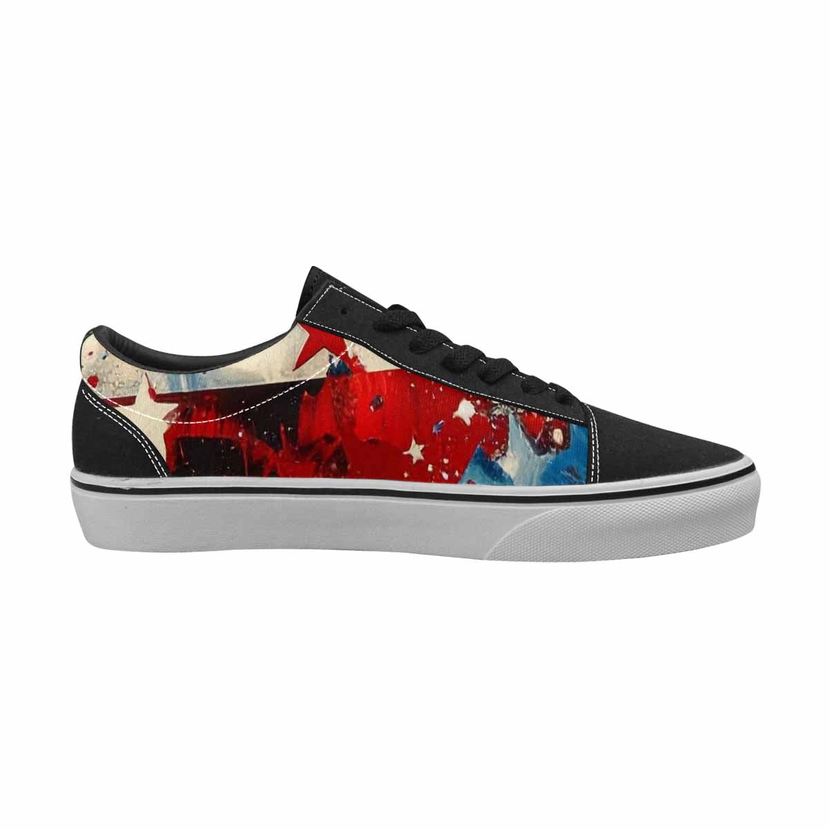 WOMEN'S Patriotic Stars Stripes Lace-Up Canvas Melting Art Sneakers