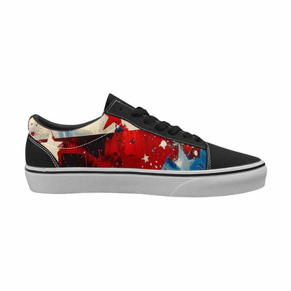 WOMEN'S Patriotic Stars Stripes Lace-Up Canvas Melting Art Sneakers