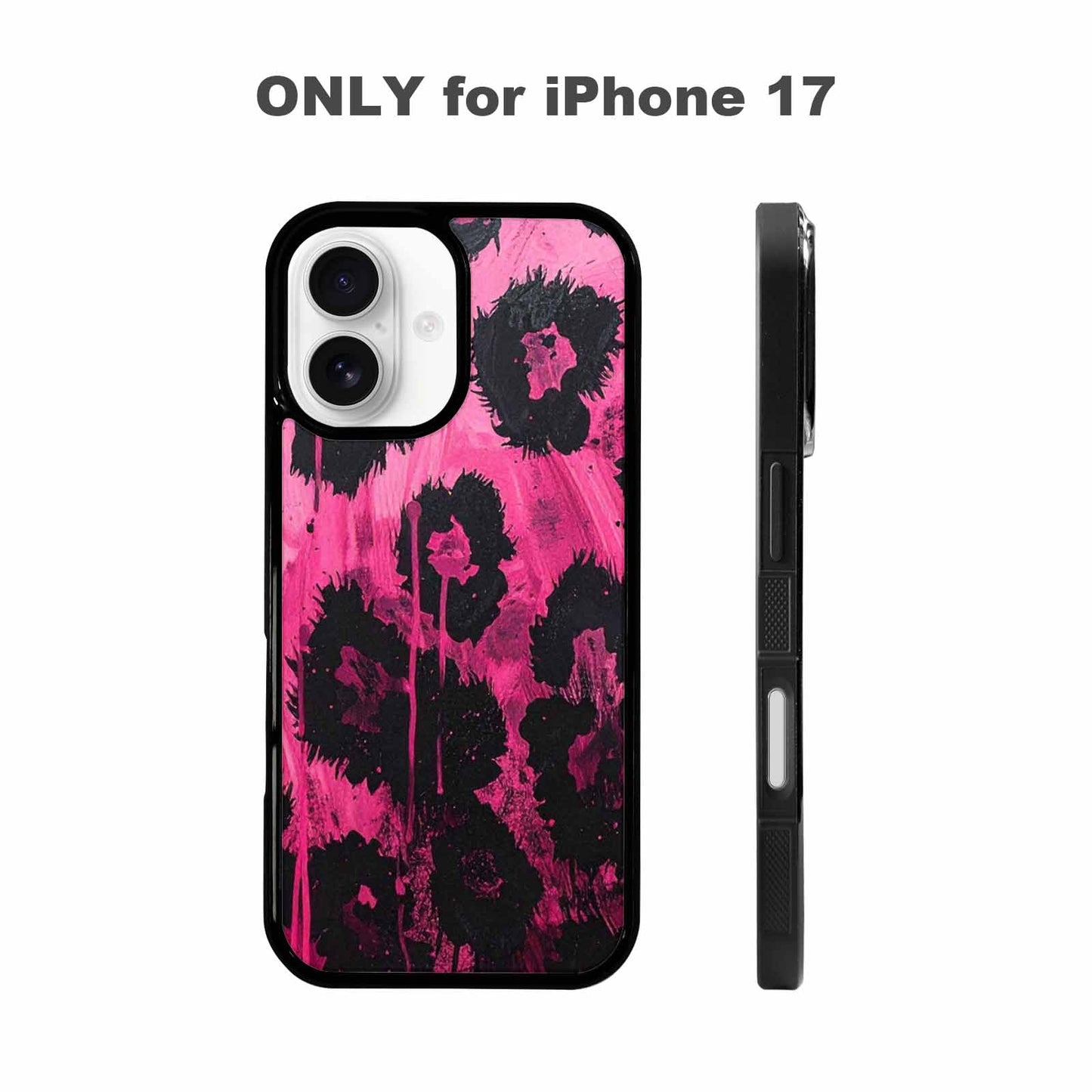 iPhone 17 Case — Black &amp; Pink Ink Animal Print, Custom Print Case Cover