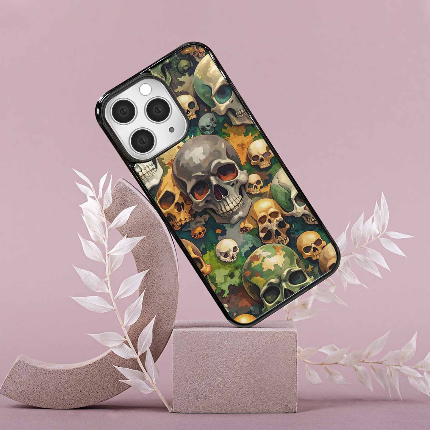 iPhone 15 Pro Max Case — Skulls Camoskulls Pattern Hu Avd, Custom Print Case Cover