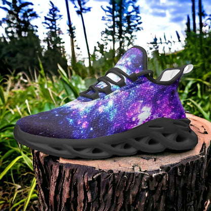 Galaxy Art hand-made high-top canvas shoes — unique wearable art by Freaky Shoes