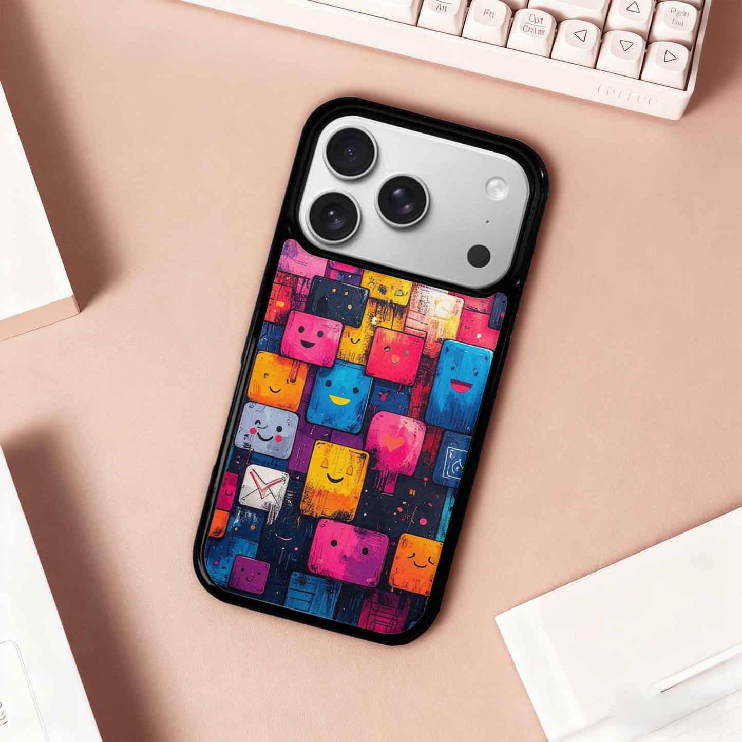 iPhone 17 Pro Case — Hand Drawn Icon Doodle Pattern Original, Custom Printed Phone Case
