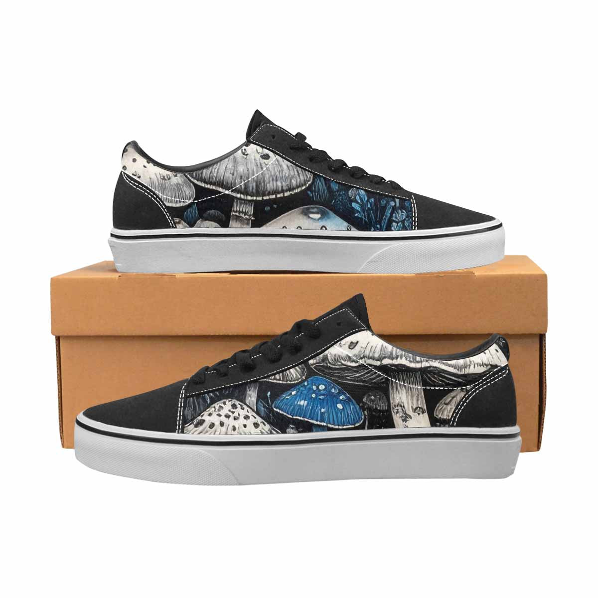 WOMEN'S Mushrooms (general) Lace-Up Canvas Kaleidoscope Sneakers
