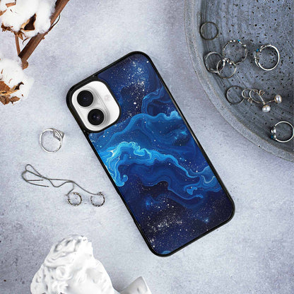 iPhone 16 Plus Case — Galaxy Art Blue Starfield Small Galaxy, Custom Phone Case