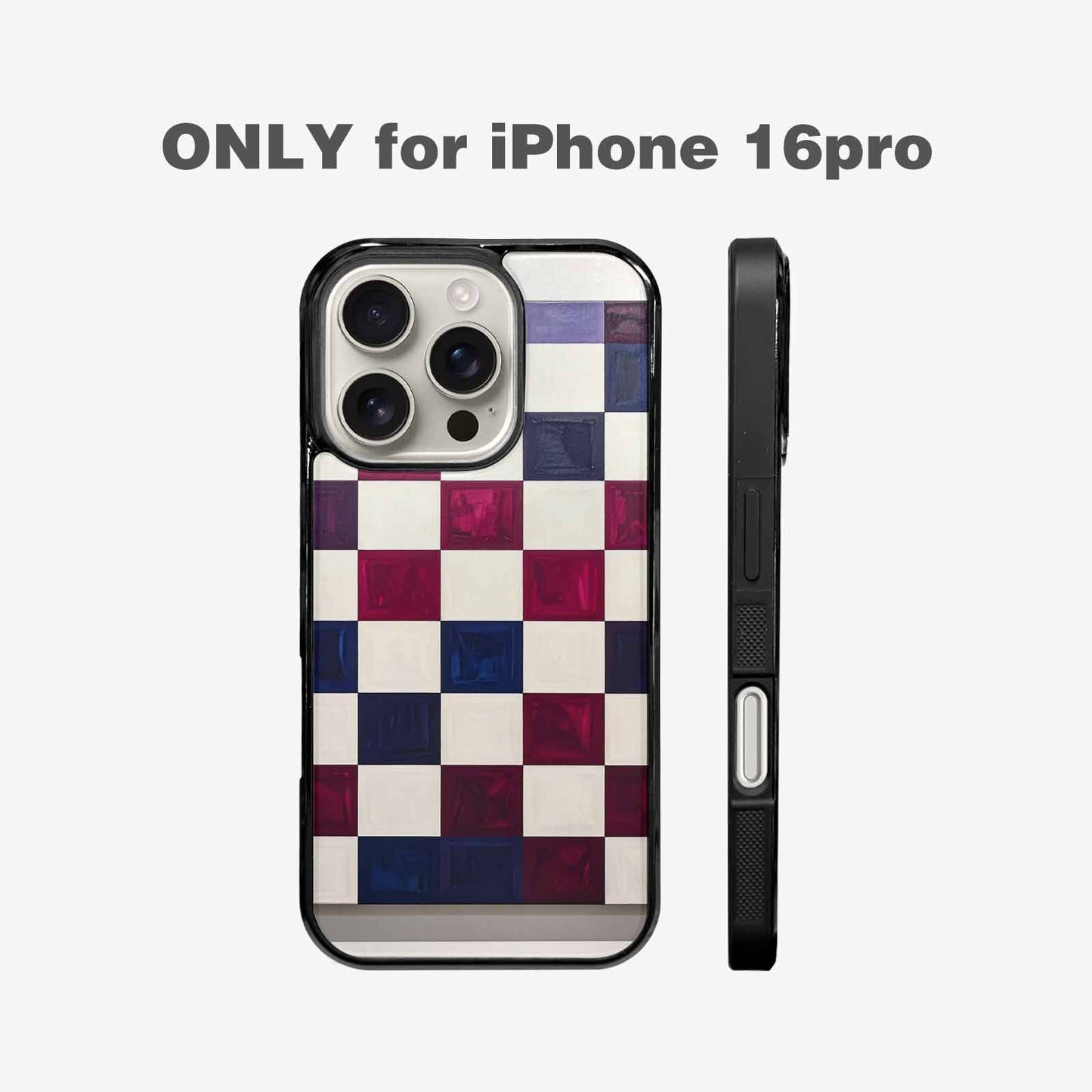 iPhone 16 Pro Case — Checkerboard Print, Custom Art Phone Cover