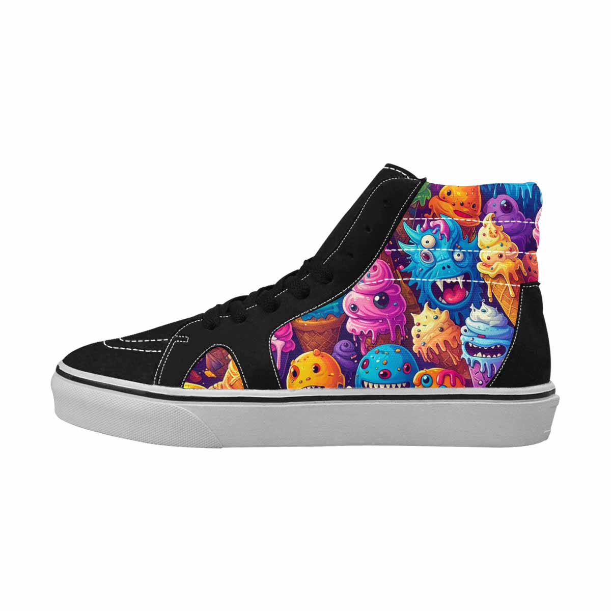 MEN'S Melting Ice Cream Monster High Top Canvas Cottagecore Custom Sneakers