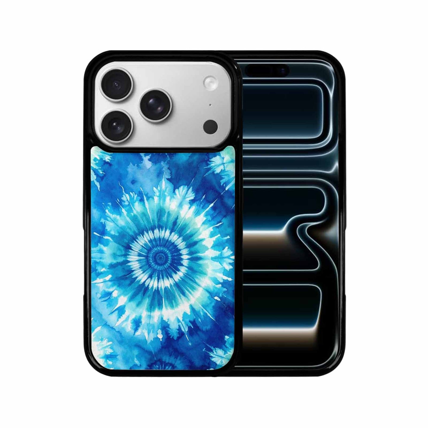 iPhone 17 Pro Case — Tie Dye Ocean Blues Blended Tie, Customized Protective Case