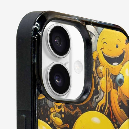 iPhone 16 Case — Melting Moon Smiley Red Splatt, Original Design Phone Case