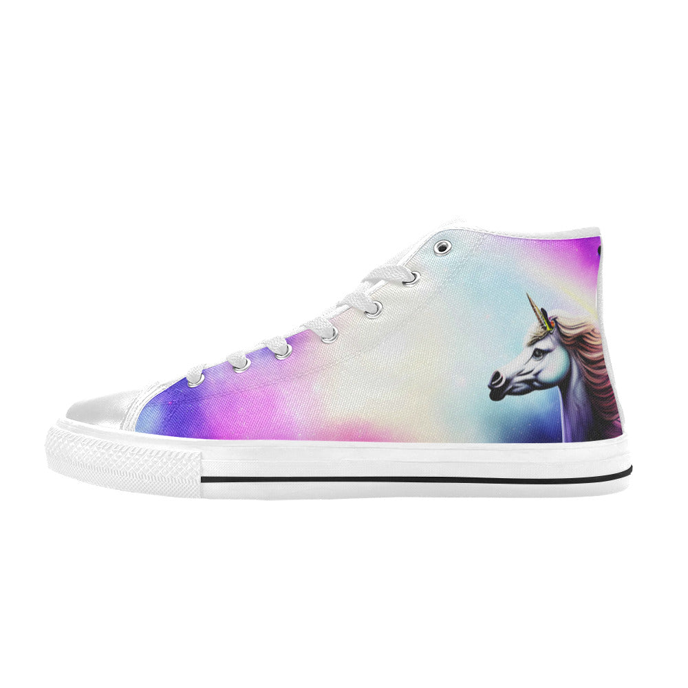MEN'S Unicorn Galaxy Art Men’S High Top Canvas Neon Fantasy Custom Sneakers
