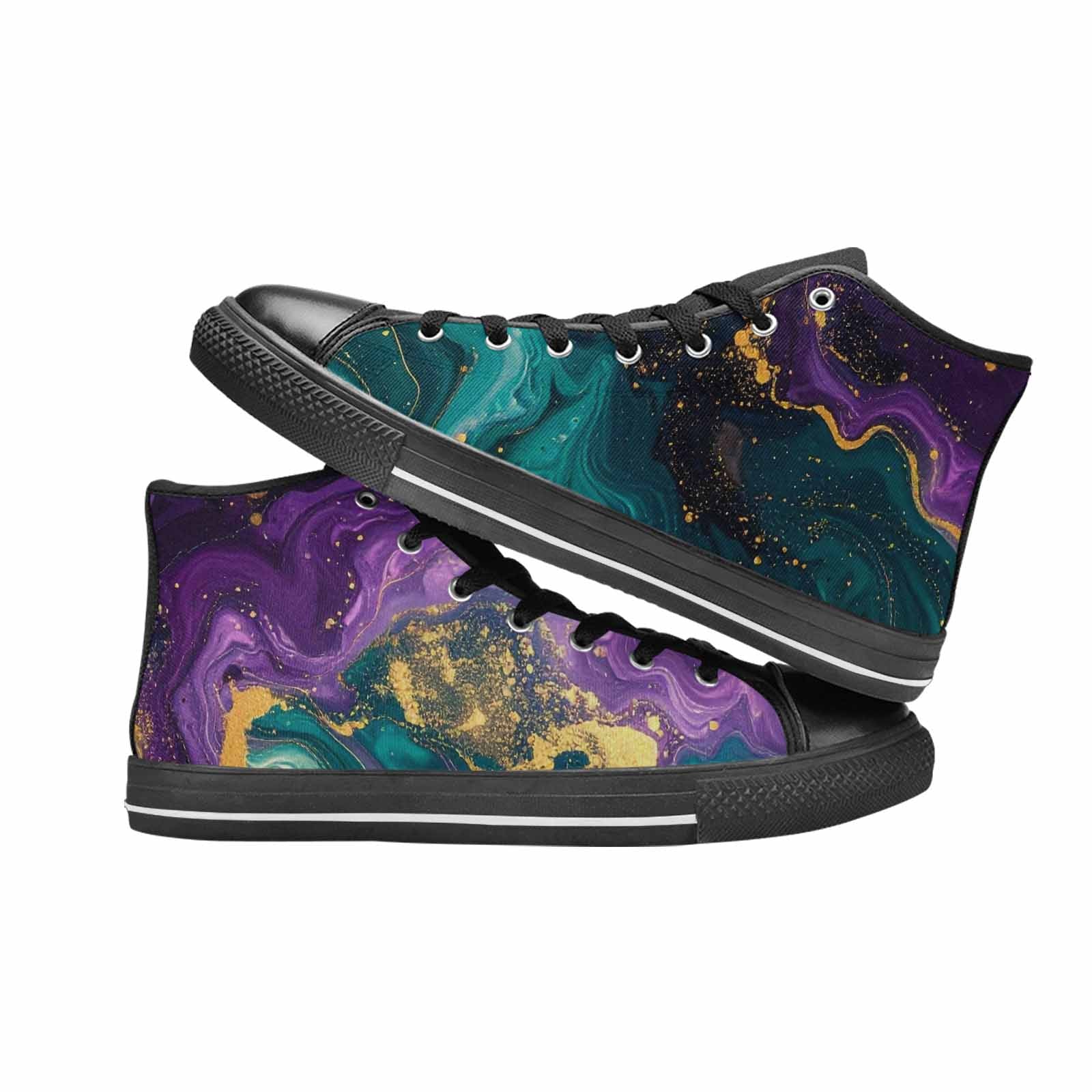 MEN'S Marble Galaxy Swirl High Top Canvas Vibrant Chaos Custom Shoes