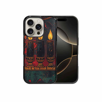 iPhone 16 Pro Case — Kwanzaa Kinara Pattern Seamless Repeat African, Custom Designed Case Cover