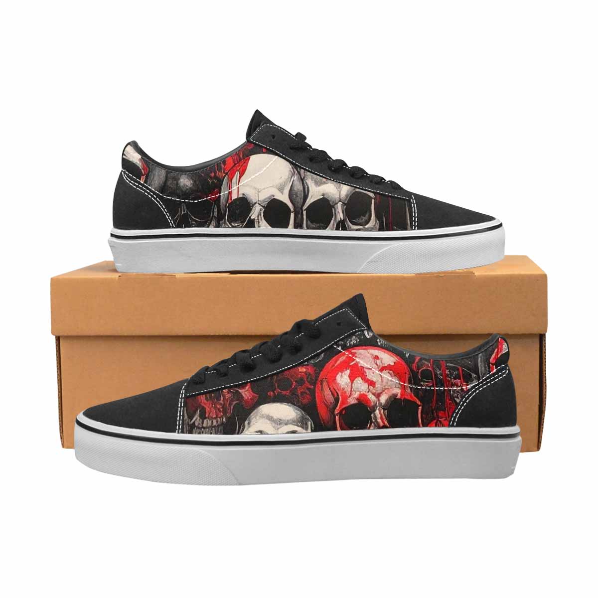 WOMEN'S Skulls (general) Lace-Up Canvas Cottagecore Custom Sneakers