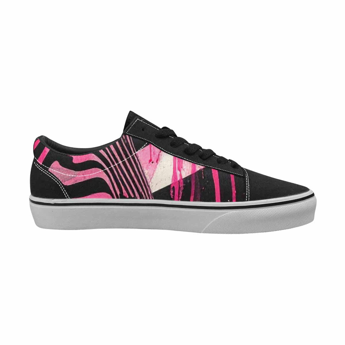 WOMEN'S Zebra Stripe Burst Lace-Up Canvas Dark Academia Custom Sneakers