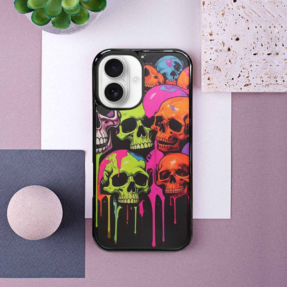 iPhone 16 Case — Vibrant Camo 1000\'s Of Skeletons Neon, Customized Protective Case