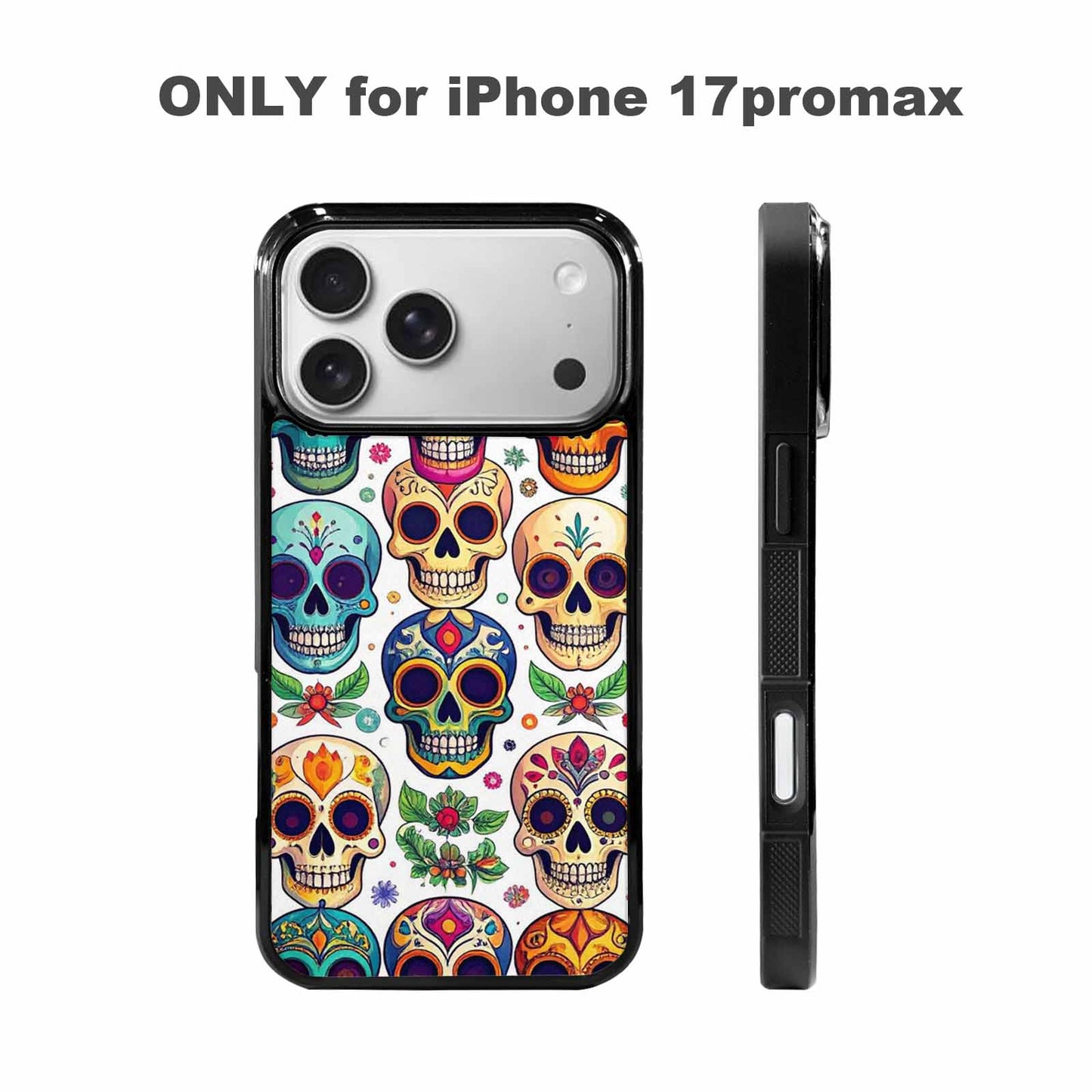iPhone 17 Pro Max Case — Vibrant Skull Seamless Gothic Skulls, Custom Print Case Cover