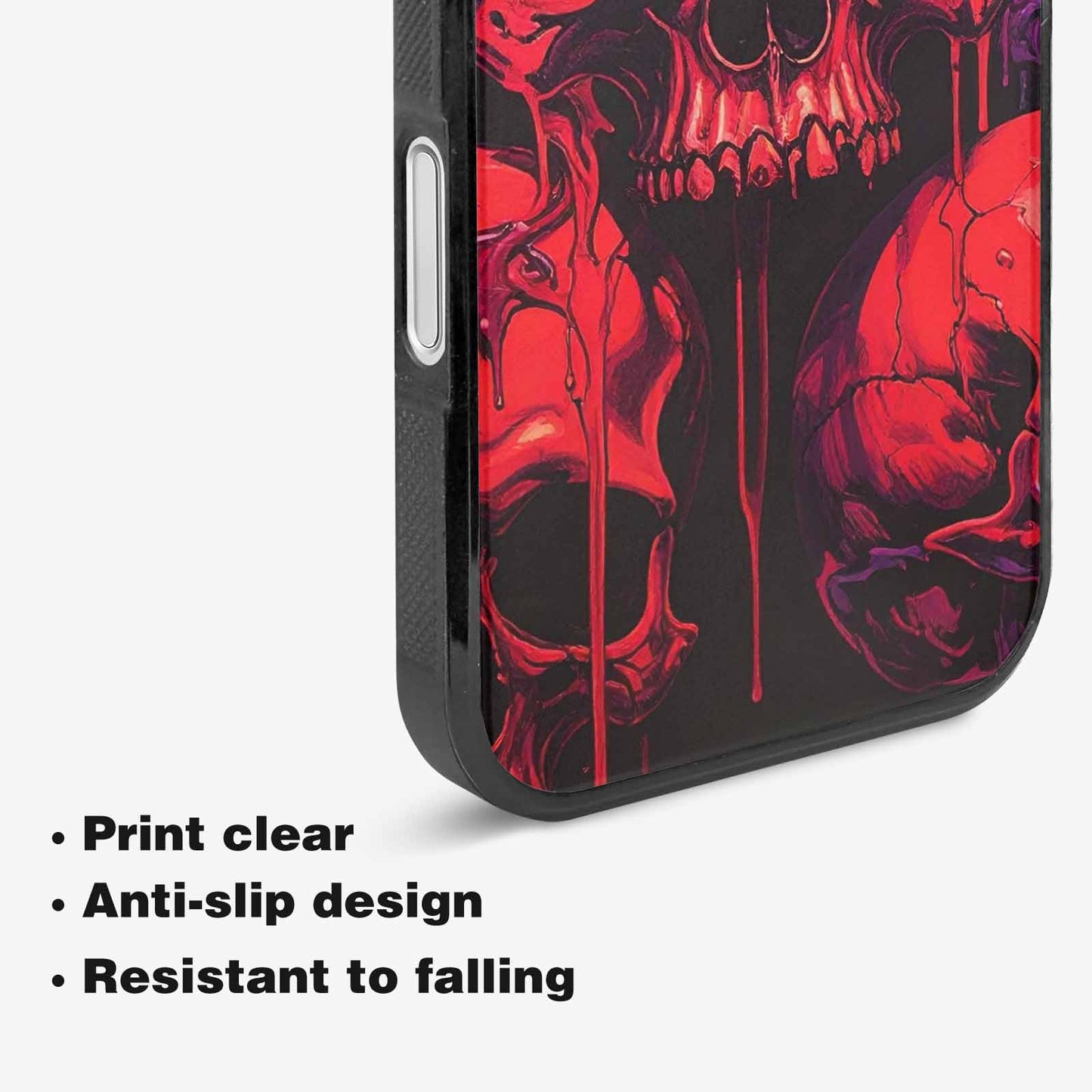 iPhone 16 Plus Case — Red Purple Skeletons Neon Drip Melting, Custom Phone Case