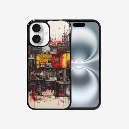iPhone 16 Case — Liminal Space Fragment Black Red Ink, Unique Phone Case Design