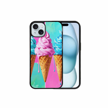 iPhone 15 Plus Case — Collage Of Overlapping Waffle Cones Icecream, Original Design Phone Case