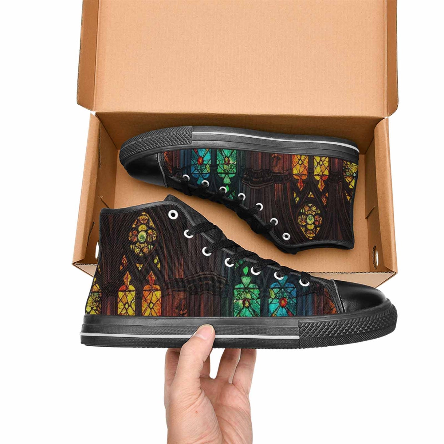 WOMEN'S Stained Glass Cathedral High Top Canvas Cottagecore Shoes