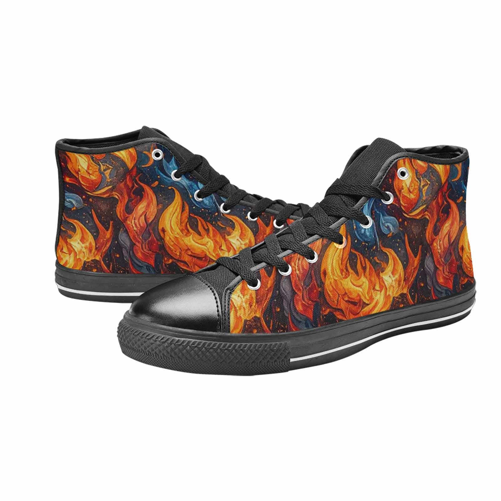 MEN'S Fire Flame High Top Canvas Cottagecore Custom Shoes