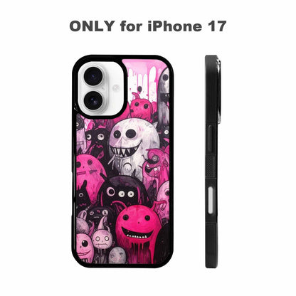 iPhone 17 Case — Black &amp; Pink Ink Cartoon Cute, Customized Protective Case