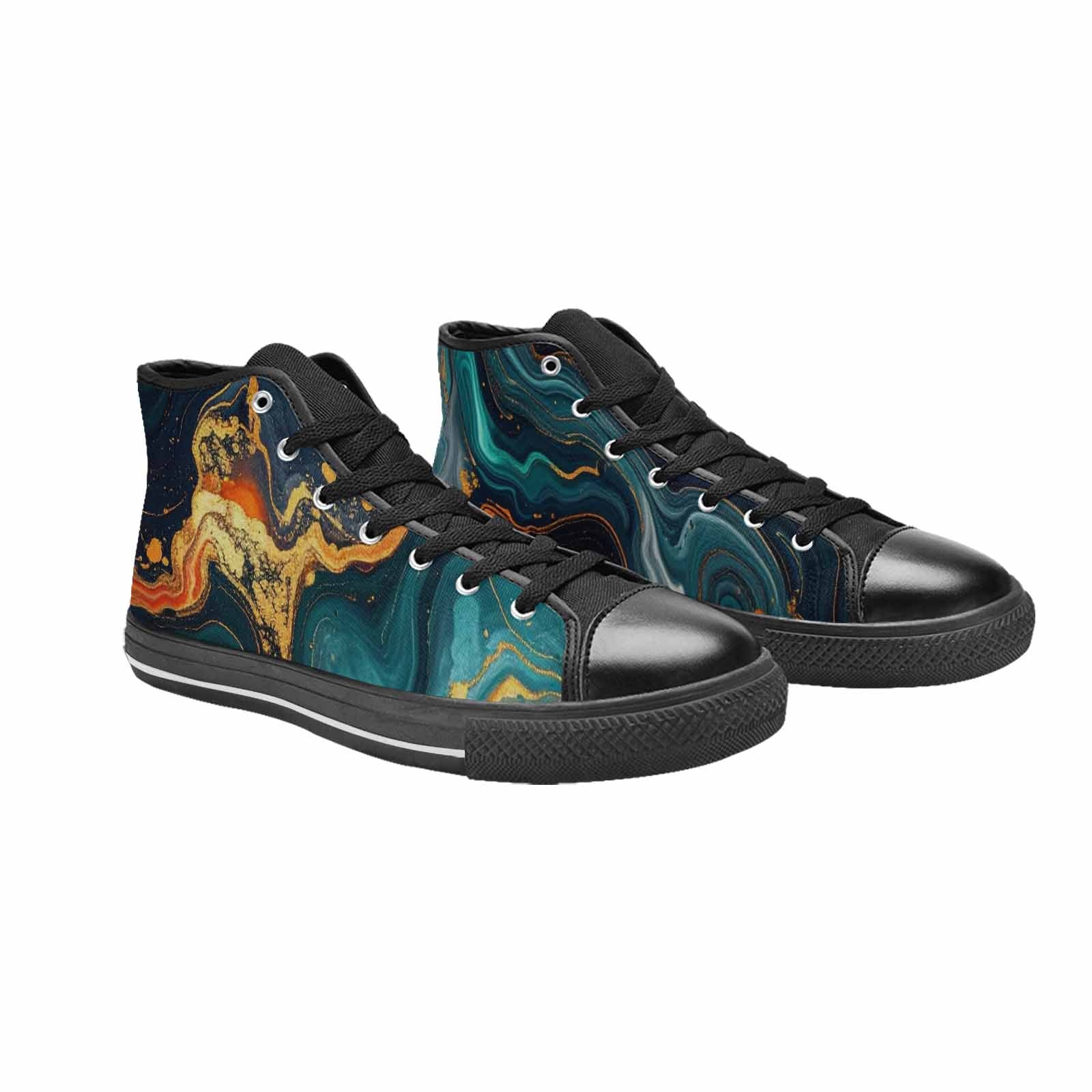 MEN'S Marble Dark High Top Canvas Vivid Shoes