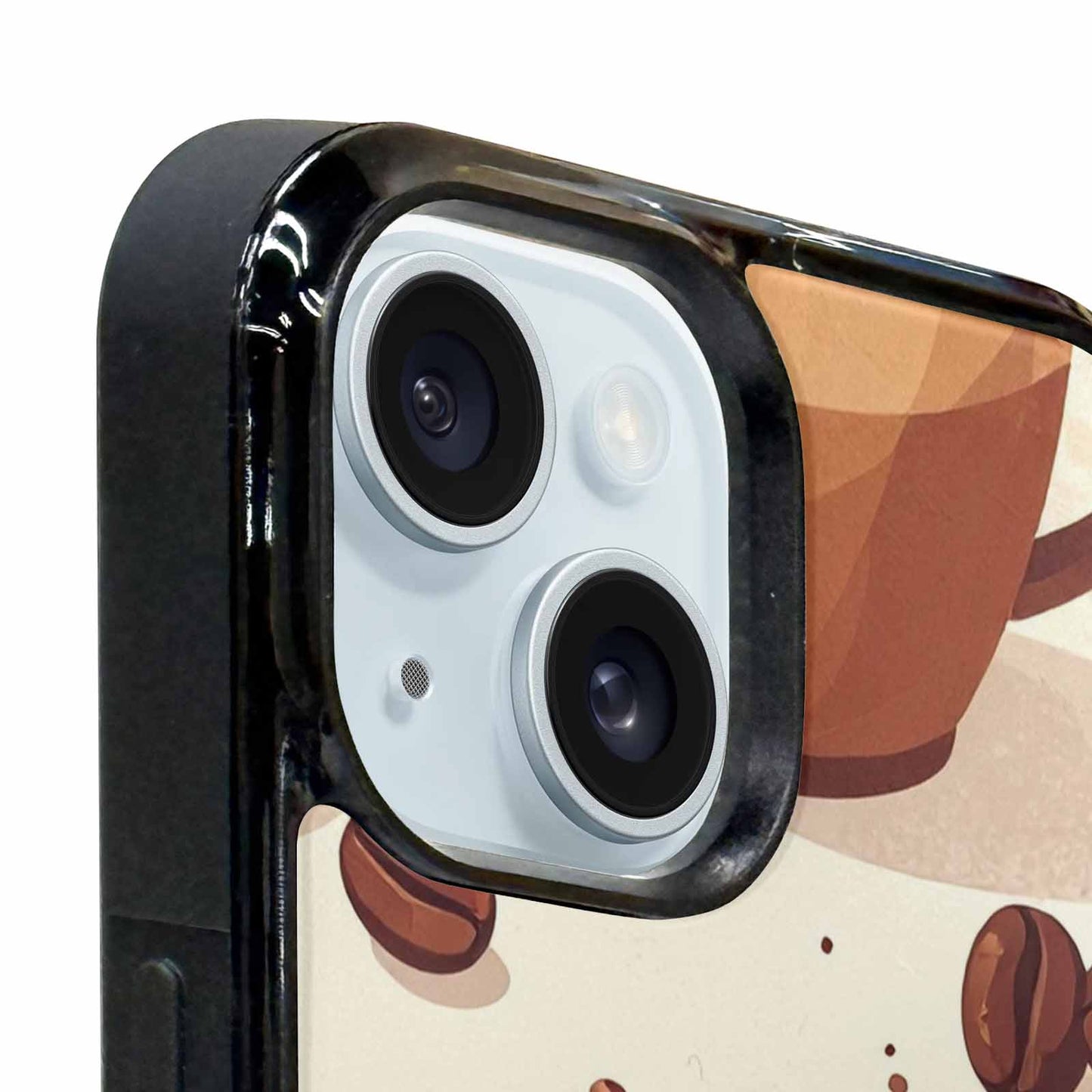 iPhone 15 Plus Case — Coffee Cup And Bean Pattern Seamless, Custom Made Phone Cover