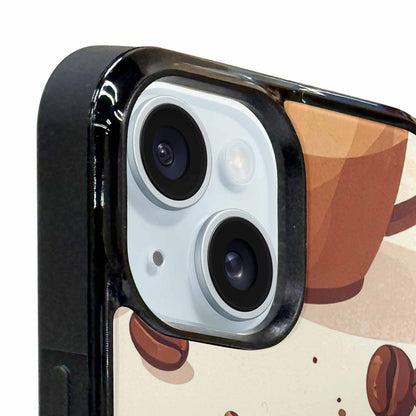 iPhone 15 Plus Case — Coffee Cup And Bean Pattern Seamless, Custom Made Phone Cover