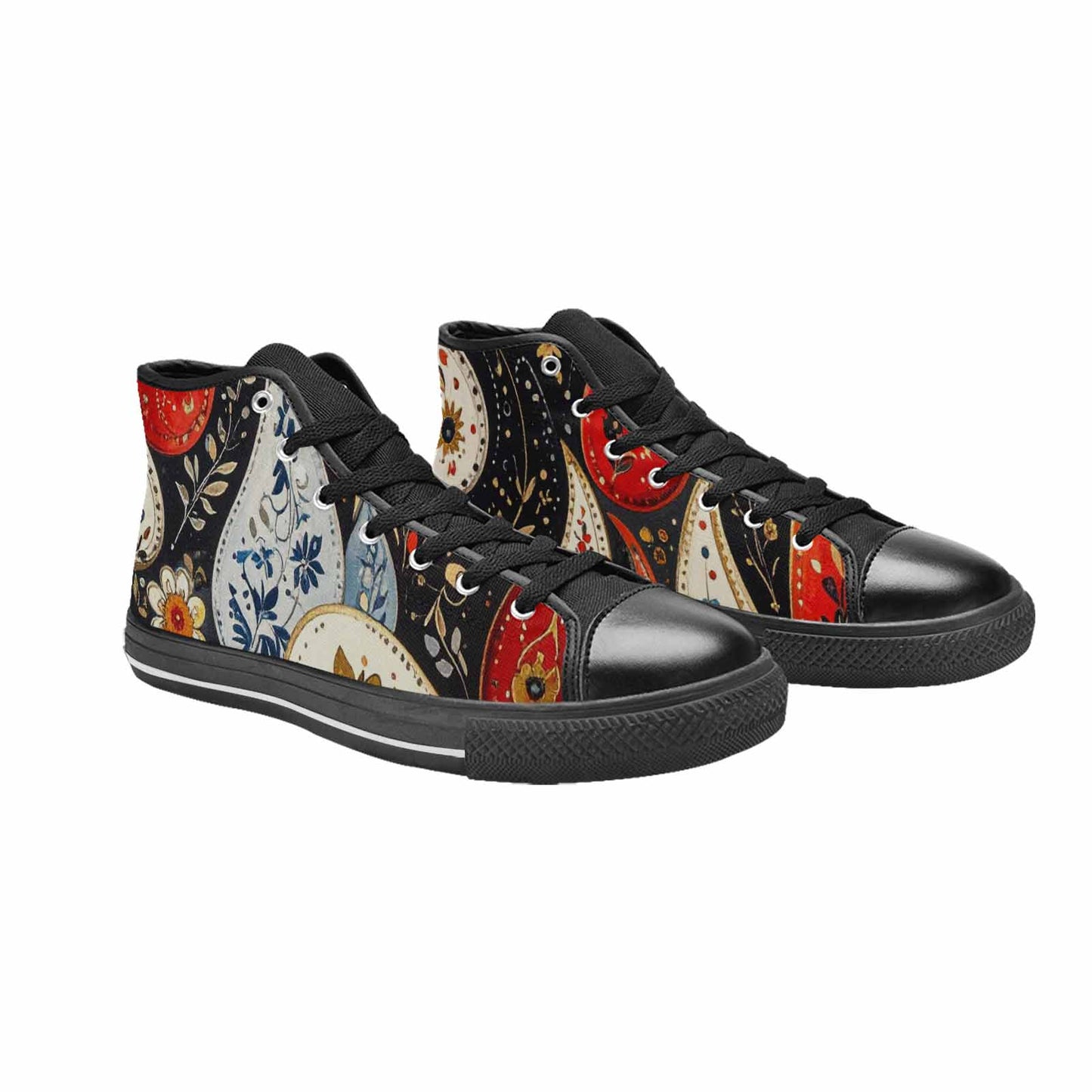 WOMEN'S Paisley Bandana High Top Canvas Vibrant Chaos Sneakers