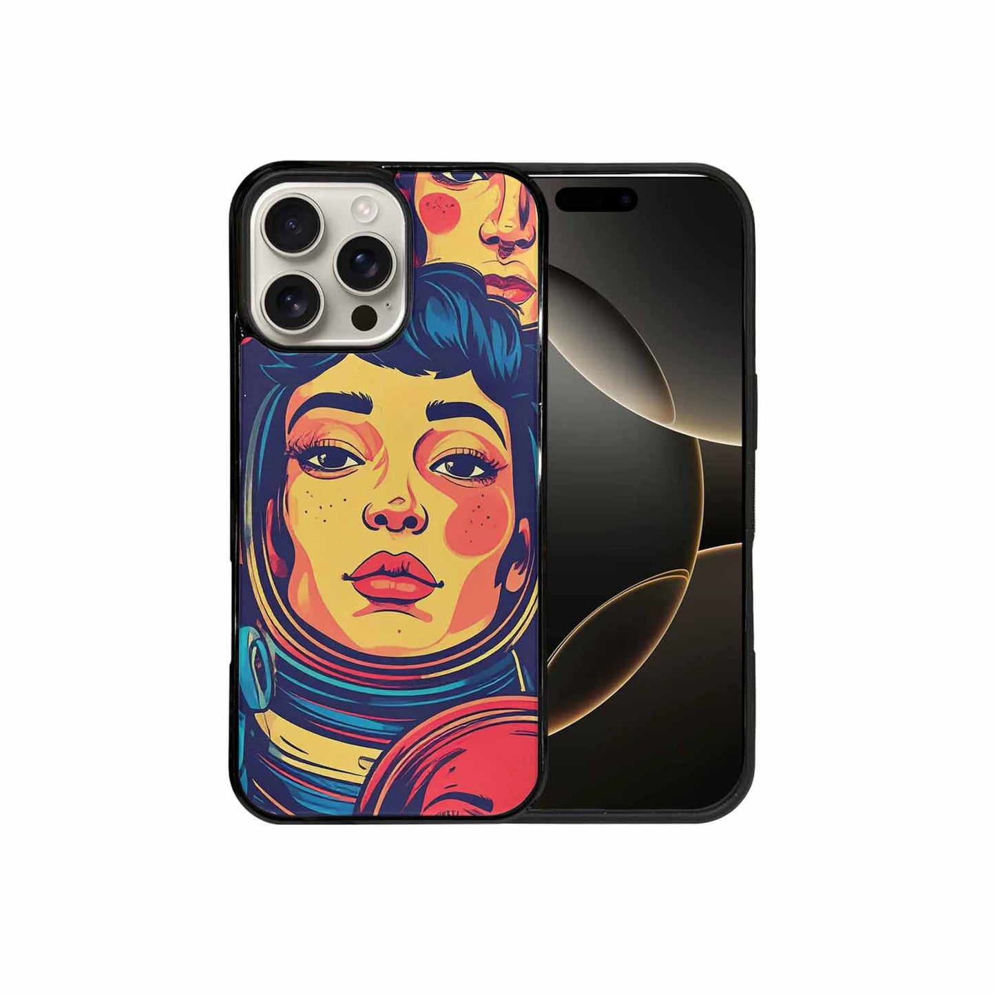 iPhone 16 Pro Max Case — Retro Astronaut Cartoon Art Pattern Groovy, Unique Phone Case Design
