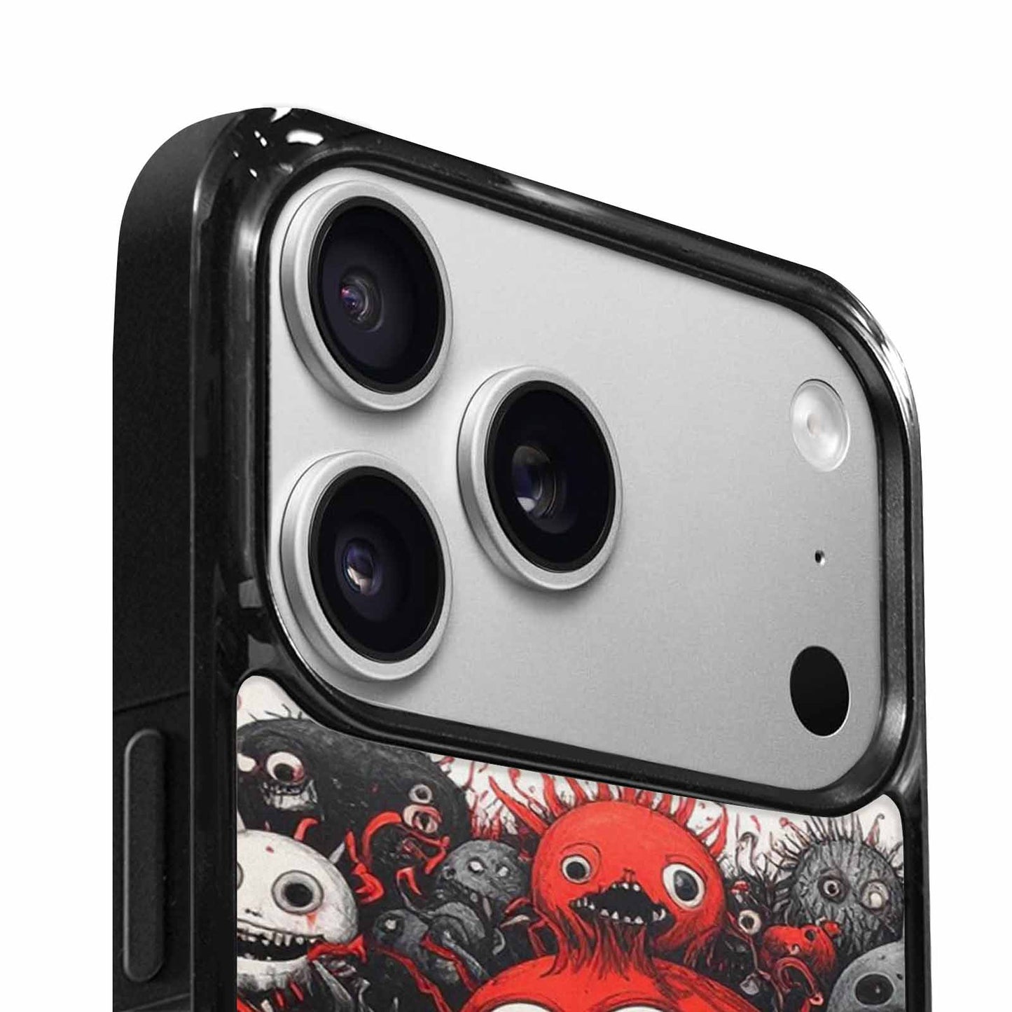 iPhone 17 Pro Case — Black Red Ink Monsters General Cartoon, Customized Protective Case