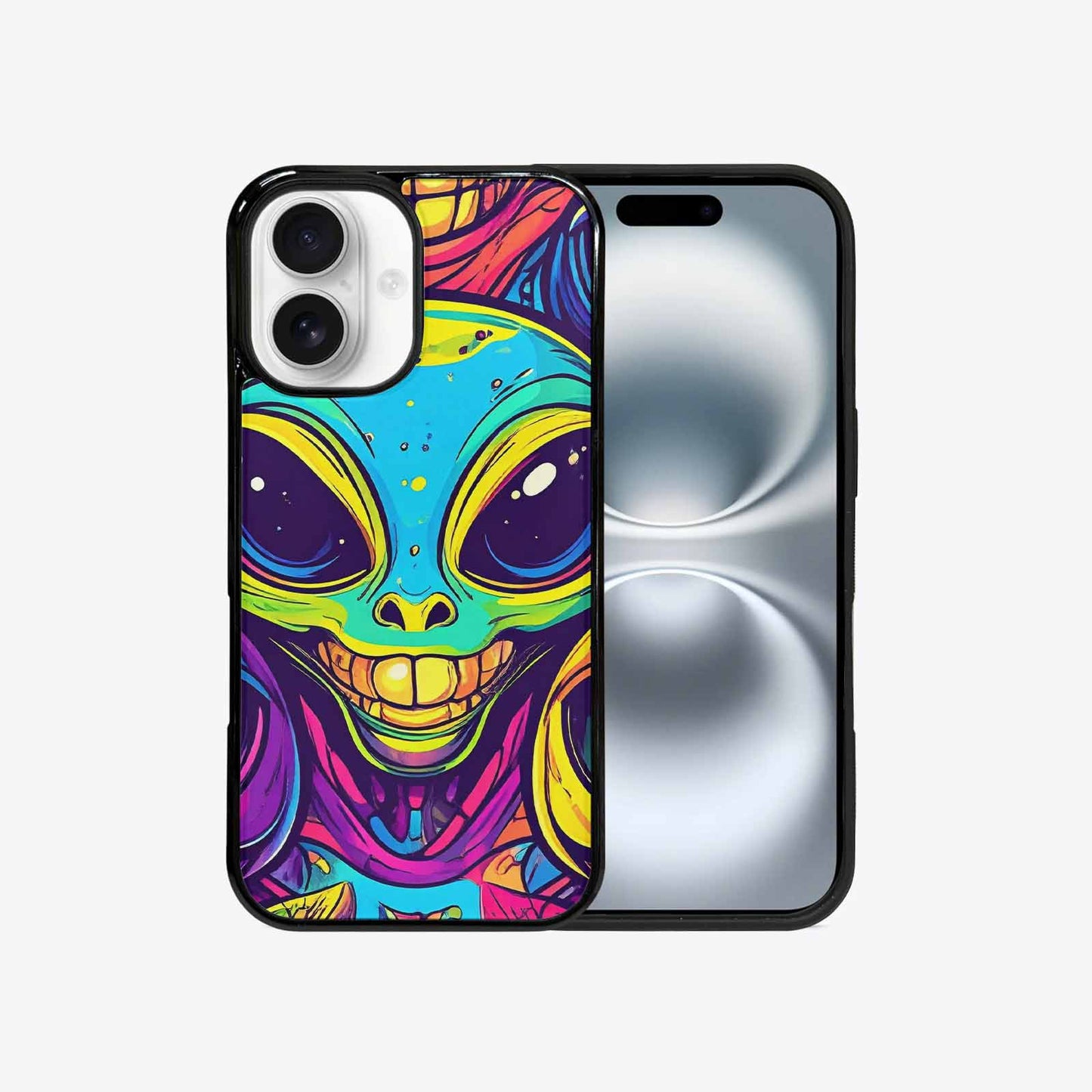 iPhone 16 Case — Alien Ufo Cartoon, Original Design Phone Case