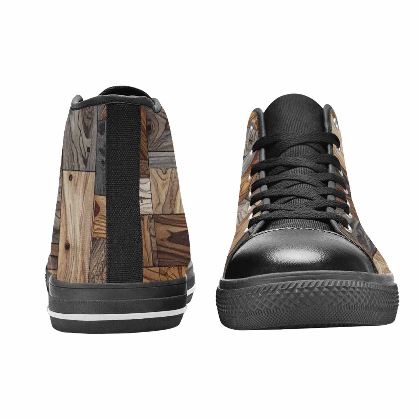 WOMEN'S Wood Grain Texture High Top Canvas Wallpaper Art Custom Sneakers