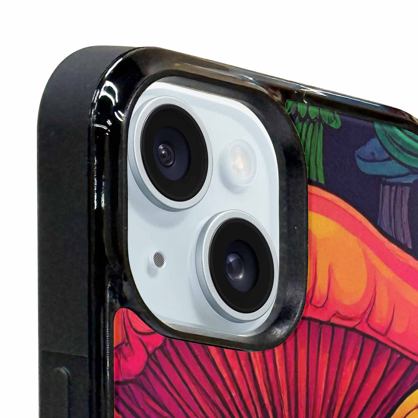 iPhone 15 Plus Case — Psychedelic Mushroom Cartoon Pattern, Custom Made Phone Cover