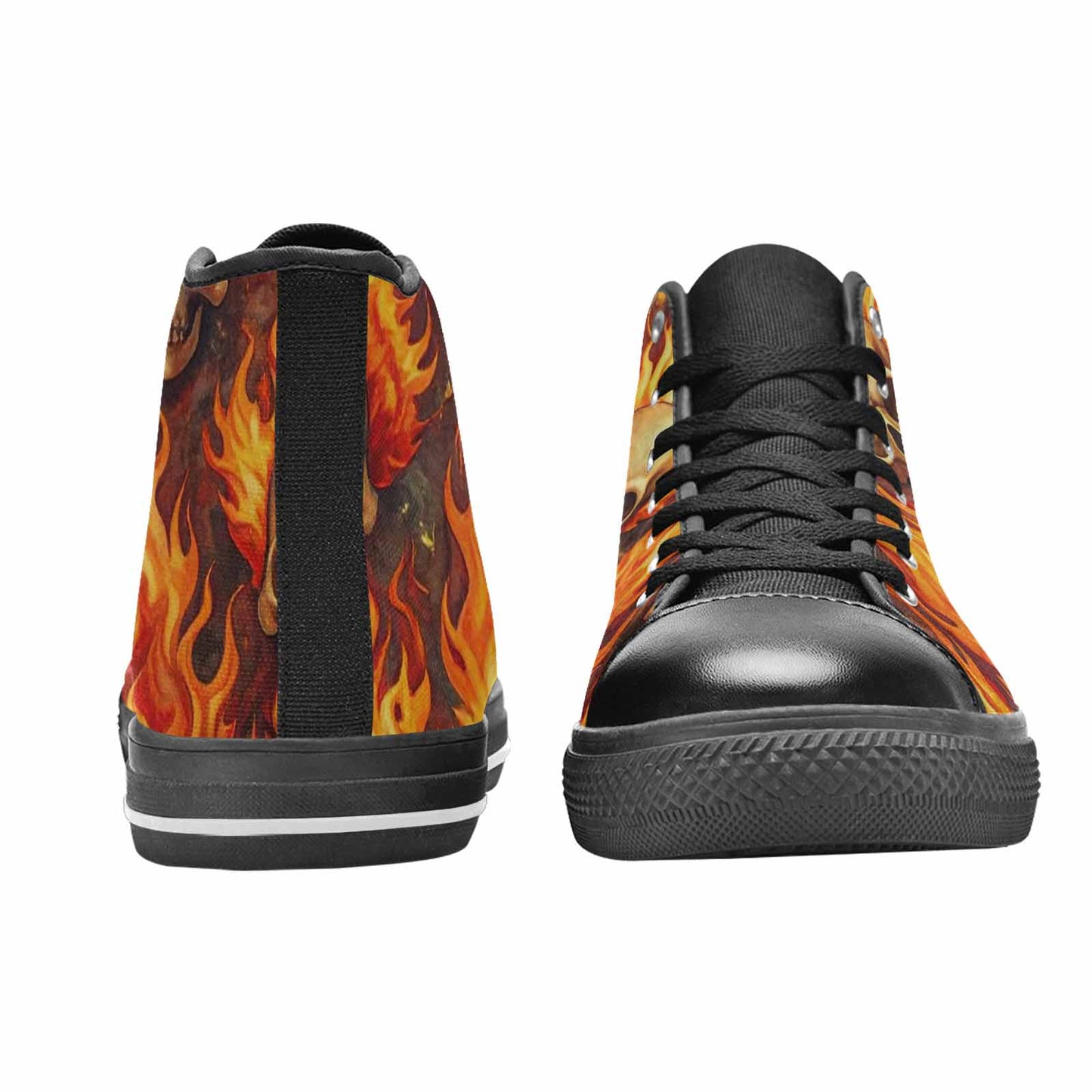 WOMEN'S Skulls - Flaming High Top Canvas Vivid Shoes