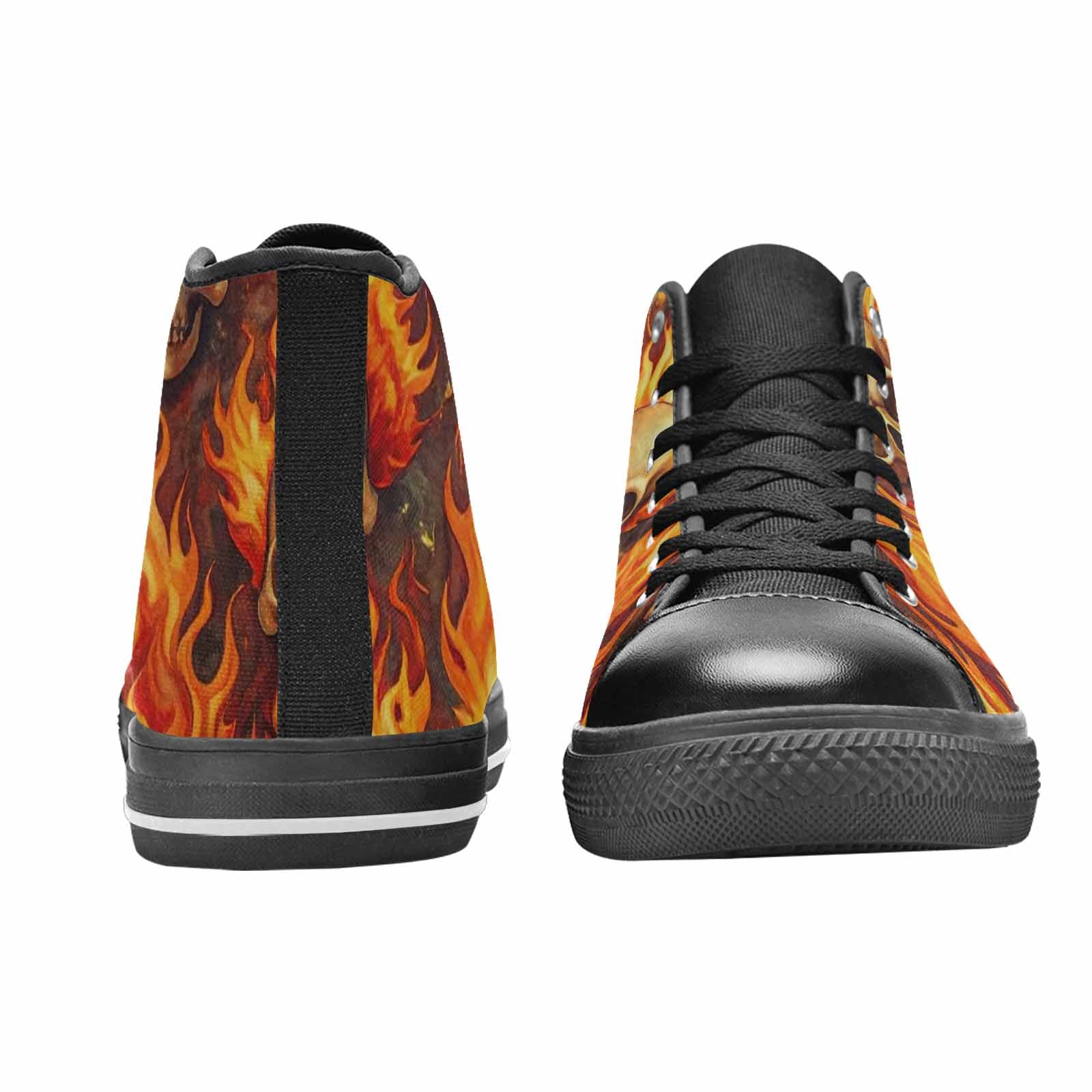 WOMEN'S Skulls - Flaming High Top Canvas Vivid Shoes