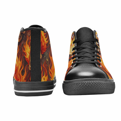 WOMEN'S Skulls - Flaming High Top Canvas Vivid Shoes