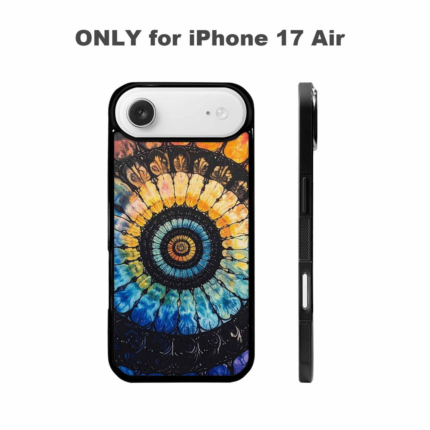 iPhone 17 Air Case — Tie Dye Swirls Black Blue Tie, Original Design Phone Case