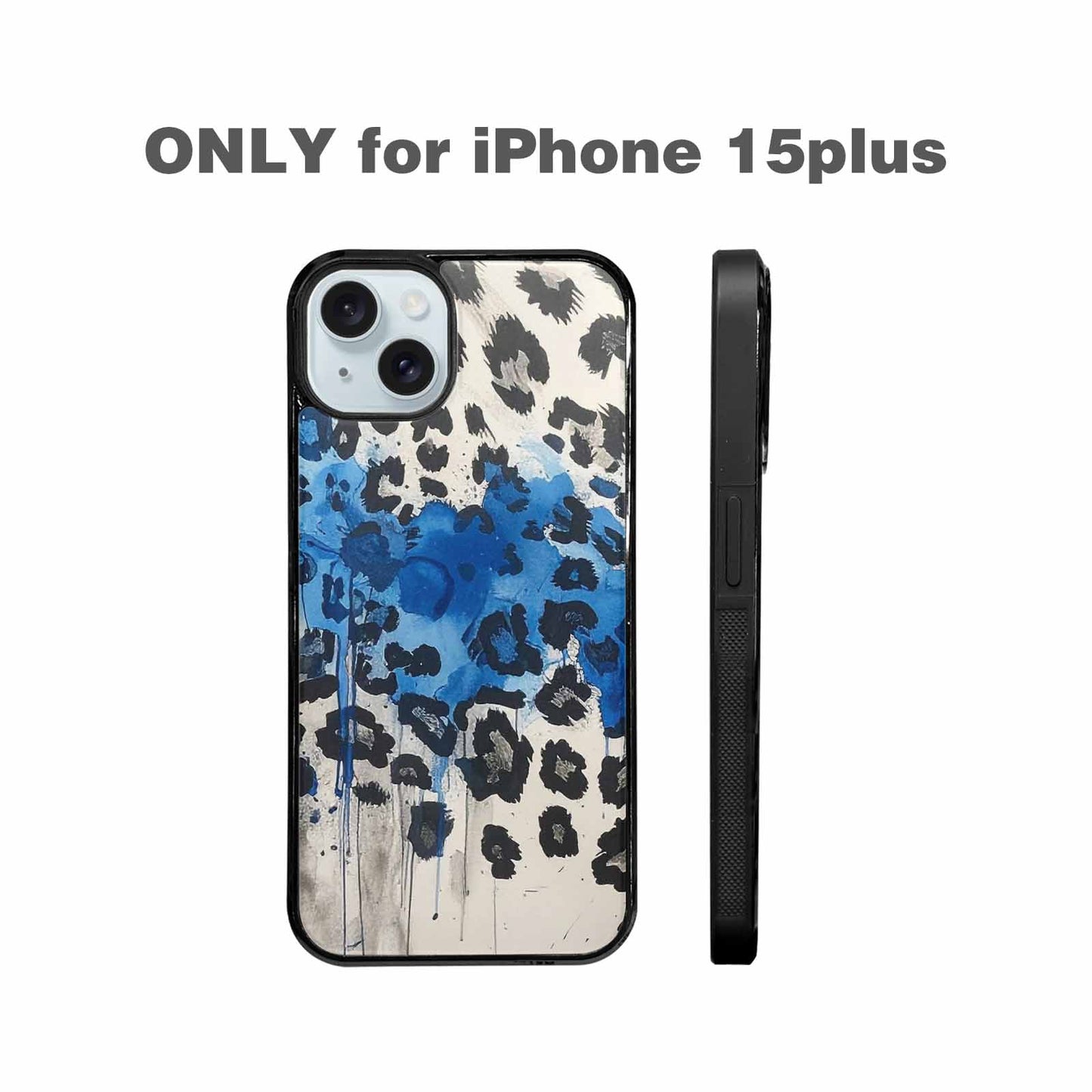 iPhone 15 Plus Case — Animal Print Black Blue Ink Animal, Customized Protective Case