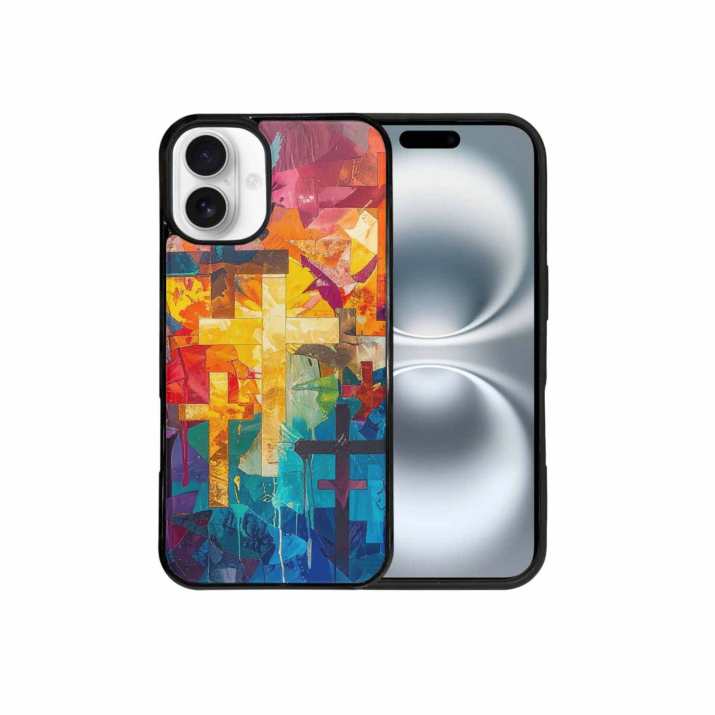 iPhone 16 Plus Case — Faith Cross And Faith Icons Pattern, Custom Print Case Cover
