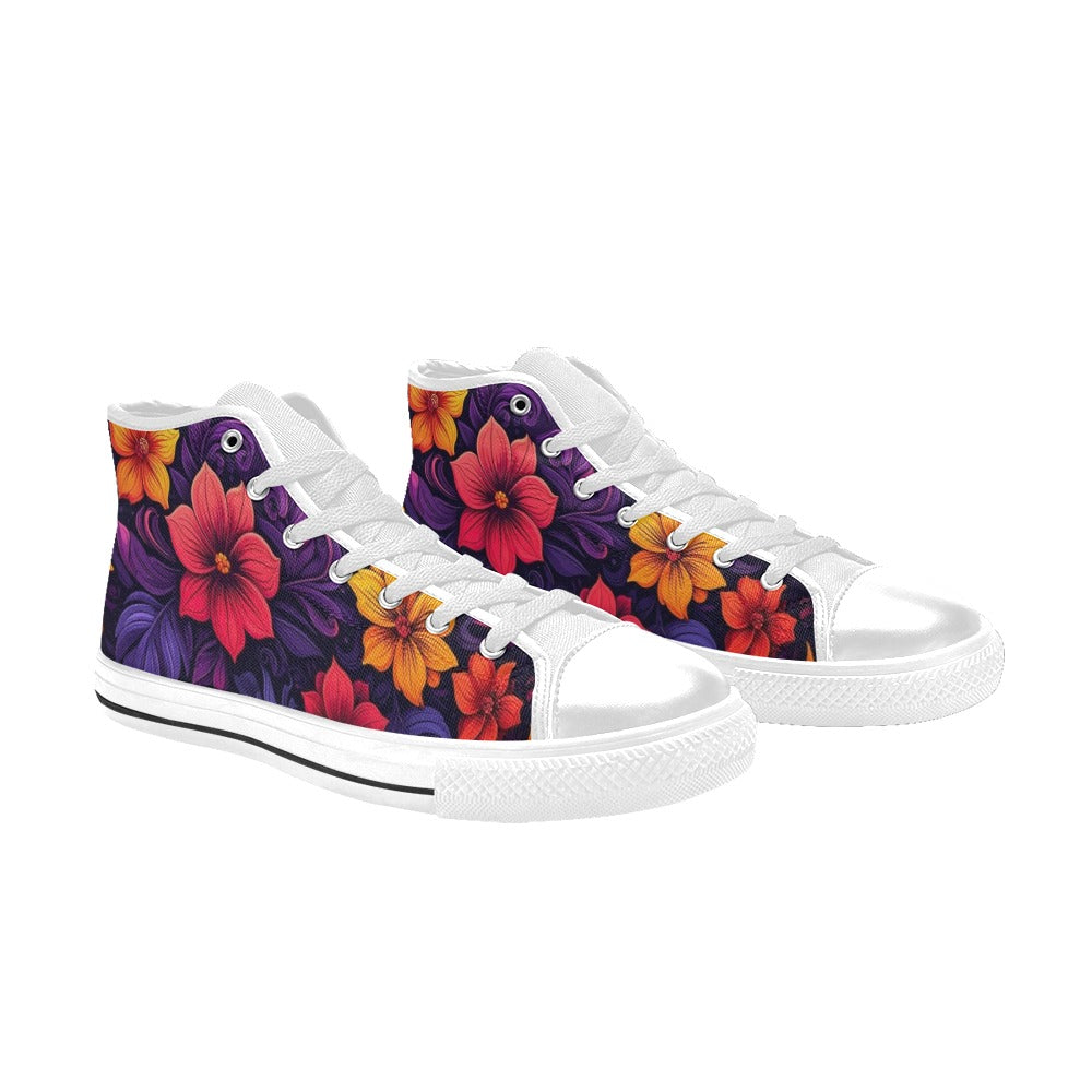WOMEN'S Exotic Floral Weave High Top Canvas Y2K Shoes