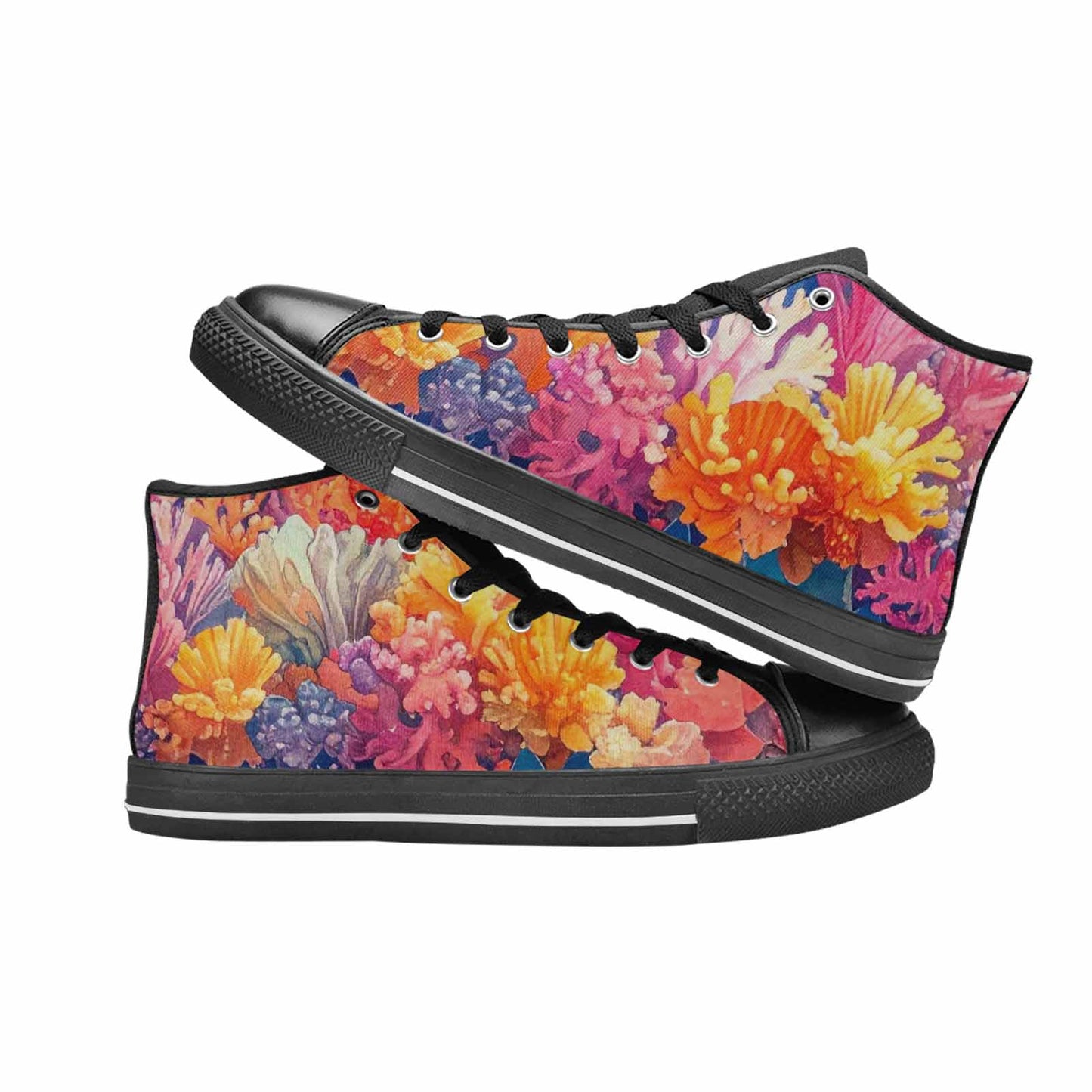 MEN'S Fish Scale Coral High Top Canvas Vivid Shoes