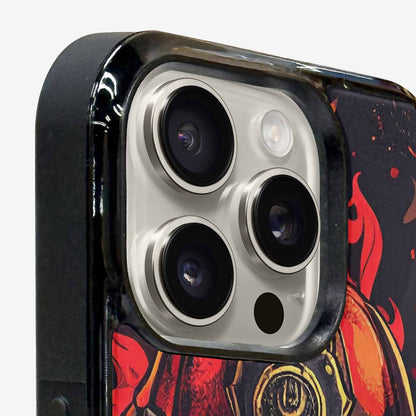 iPhone 16 Pro Case — Firefighter Pattern Flames Axes Helmets Seamless, Custom Art Phone Cover