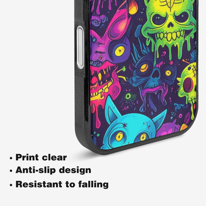 iPhone 16 Plus Case — Mixed Toxic Glow Creature Pattern Hundreds, Custom Art Phone Cover