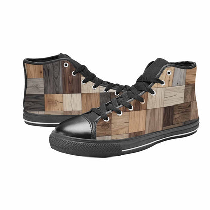 MEN'S Wood Grain Texture High Top Canvas Aesthetic Sneakers