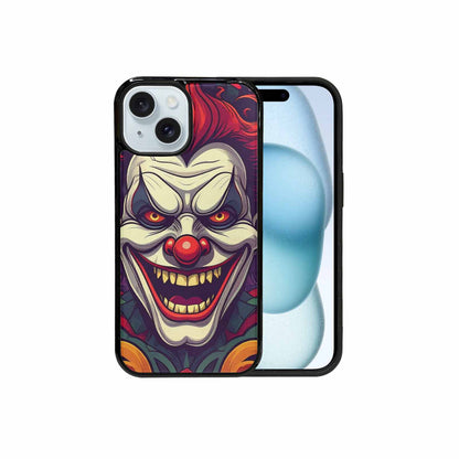 iPhone 15 Case — Evil Circus Heads Faces Overlapping Patterns, Custom Made Phone Cover