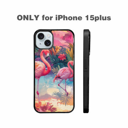 iPhone 15 Plus Case — Flamingo Tropical Flamingo Tropical Pattern Hundreds, Custom Designed Case Cover