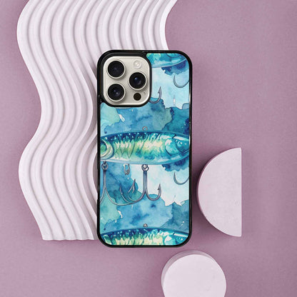 iPhone 16 Pro Max Case — Fishing Lure And Hook Pattern Seamless, Original Design Phone Case