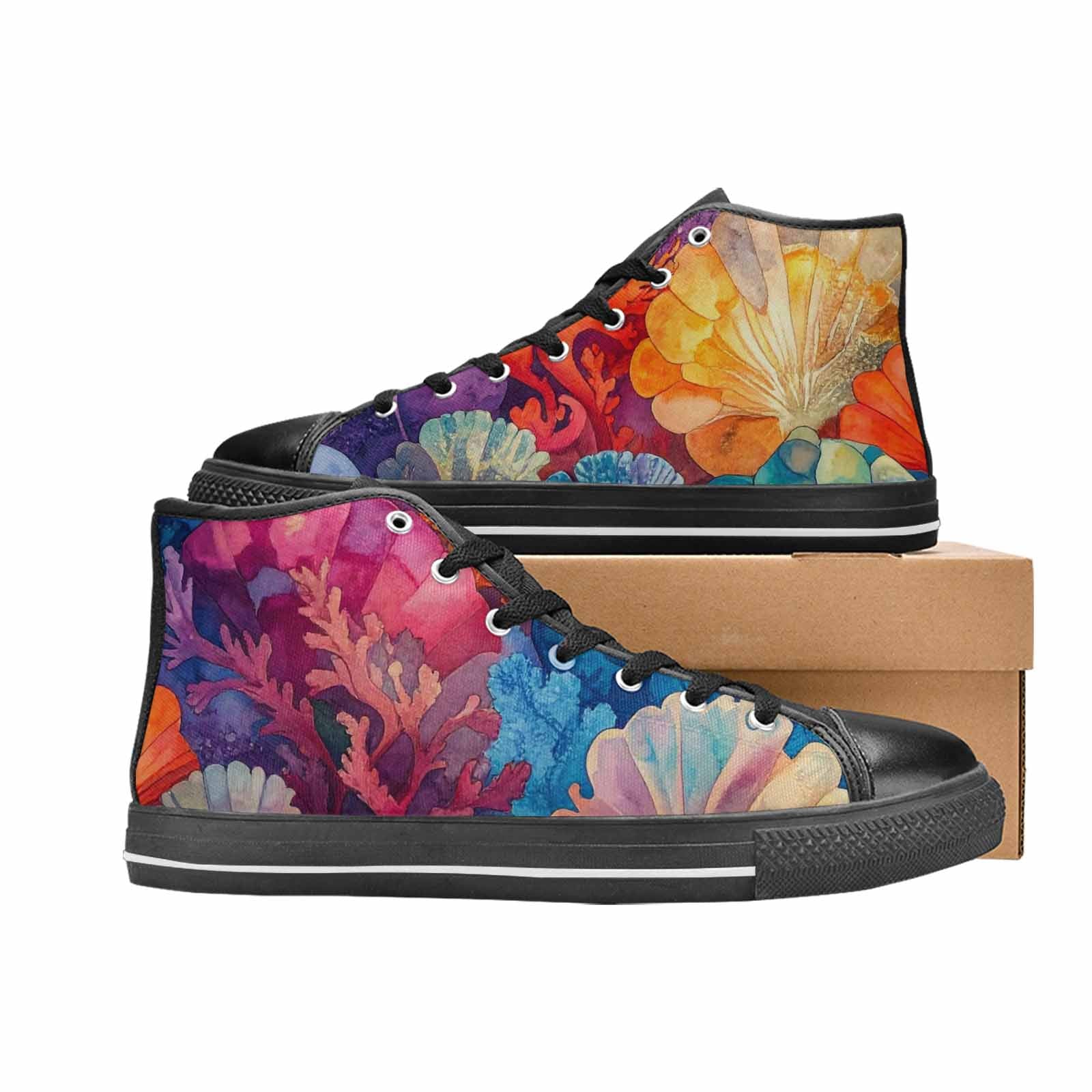 MEN'S Fish Scale Coral High Top Canvas Grunge Shoes